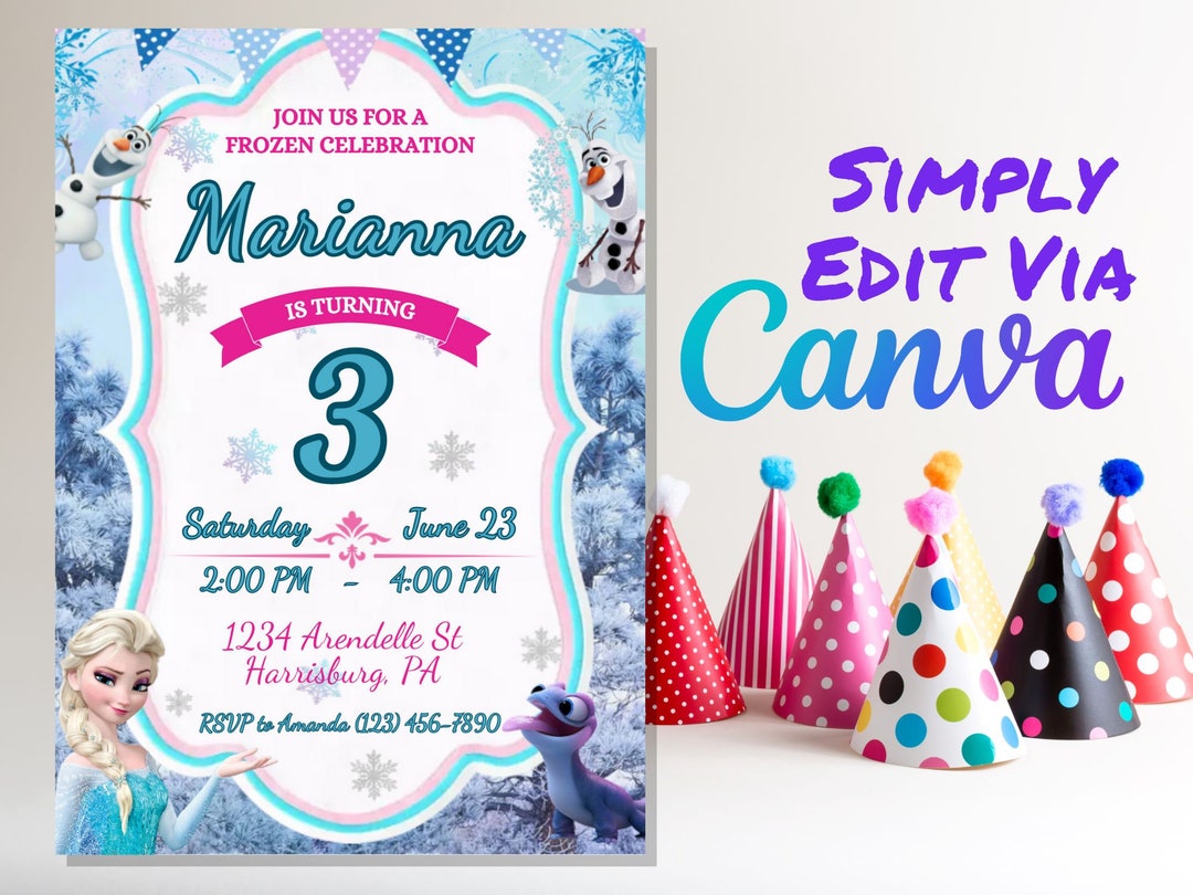 Frozen Birthday Invitation Template | Elsa Birthday Invite Edit and