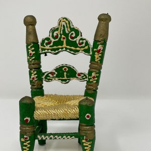 Vintage Dollhouse Painted Chair Numbered Made In Spain