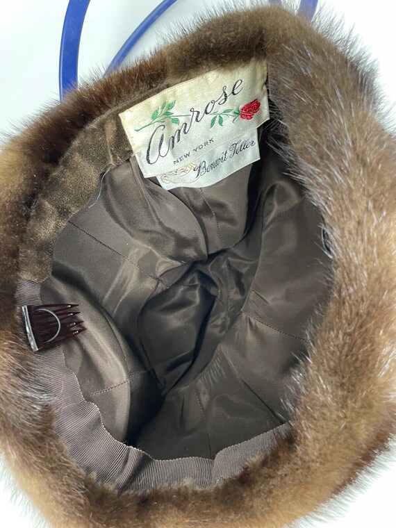VTG Mink Fur Hat Dark Brown Amrose New York 21 1/2