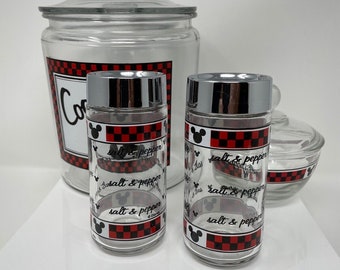 Salero y pimentero de cristal de Mickey Mouse, azucarero, tarro para galletas