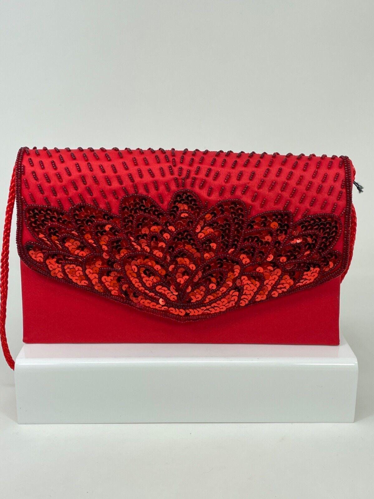 Cartera sobre de lentejuelas roja México