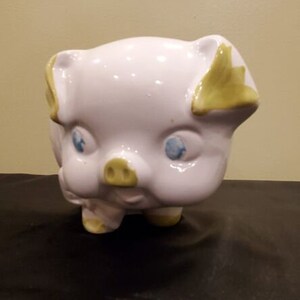 PIGGY BANK Small Vintage Ceramic Piggy Coin Bank Multicolor Flower