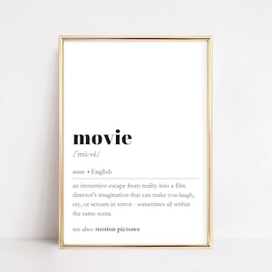 映画の定義プリント | トレンディな映画の壁アート | 面白い辞書サイン | 映画ポスター | 劇場のホームデコレーション | 映画の引用プリント