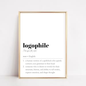 Logophile Definition Print | Funny Word Lover Poster | Dictionary Wall Art | Linguist & Writer Gift | Bookish Decor | Literary Printable
