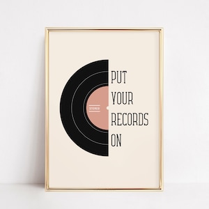 Zet je platen op print | Muurkunst vinylplaat | Albumposter voor muziekliefhebbers | Minimalistisch citaat afdrukbaar | Retro barwagendecor | Slaapzaalkunst