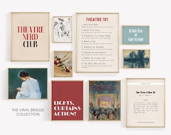 Theatre Wall Art Gallery | Set of 10 Prints | Broadway Lover Decor | Vintage Drama Posters | Musical Quote Printable | Inspiring Actors Gift