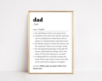 Dad Definition Print | Father's Day Gift | Pops to Be Wall Art | New Daddy Dictionary Poster | Papa Quote Printable | Custom Present for Him