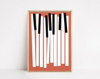 Jazz Piano Keys Print | Quirky Music Instrument Poster | Retro Keyboard Illustration | Classical Pianist Wall Art | Fun Classroom Printable