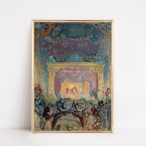 Impresión de teatro abstracto / Arte mural de obra de teatro / Ilustración vintage / Pintura parisina colorida / Drama francés retro / Decoración imprimible elegante