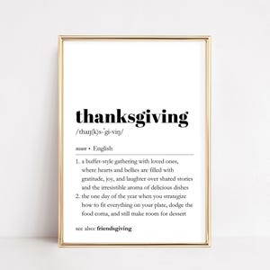 Erntedank Definition Art | Lustiges Zitat Druck | Freundegeschenk Party | Esszimmer-Wand-Dekor | Minimalistisch Poster | Druckbares Schild