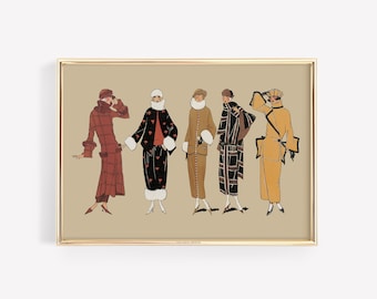 Fashion Illustration Print | Retro Women Wall Art | Chic Girly Printable | Parisian Aesthetic | French Style Decor | Vintage Feminine Poster