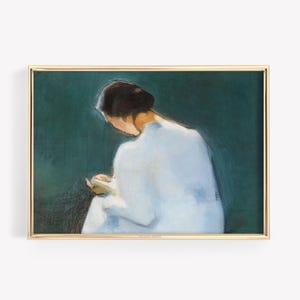 Woman Reading Book Print | Vintage Literary Painting | Bookish Portrait Art | Bookworm Wall Decor | Girly Library Printable | Cozy Aesthetic