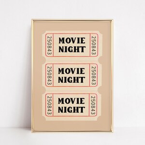 映画鑑賞チケットポスター | 映画館の壁アート | 入場券プリント | ニュートラルな部屋の装飾 | ホームシアターアートワーク | レトロな美的プリント