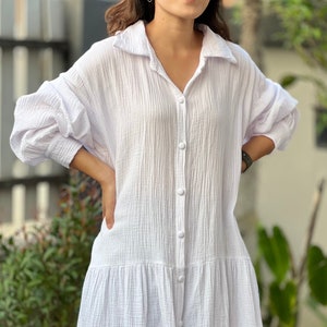 Musselin Musselin Musselin Musseline | Baumwolle Loose Fit Kleid | Sommerkleid | Strandbekleidung | Badeanzug-Abdeckung