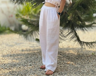 Womens Double Gauze Muslin Pants - Loungeware