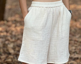 Womens Double Gauze Muslin Shorts - Loungeware