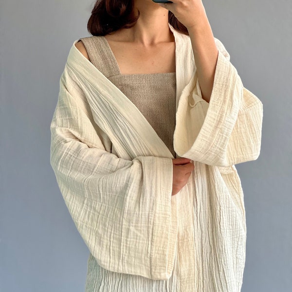 Muslin Double Gauze Kimono Loose Cover Up