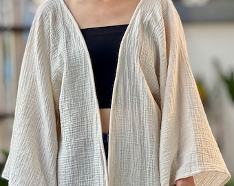 Muslin Double Gauze Cardigan Loose Cover Up