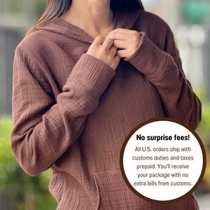 Baumwoll Gaze Pullover | Musselin Hoodie | Leichtes Kapuzensweatshirt | Musselin Bekleidung für Frauen | Dreifach Gaze Hoodie | Top aus Baumwoll-Musselin