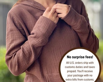 Sudadera de gasa de algodón / Sudadera con capucha de muselina / Sudadera ligera con capucha / Ropa de muselina para mujer / Sudadera con capucha de triple gasa / Top de muselina de algodón