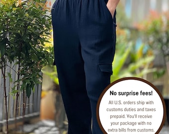 Womens Double Gauze Muslin Pants + Cargo