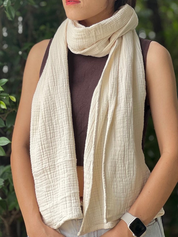 Gauze Scarf | Cotton Fiber Wrap | Lightweight Scarf | Soft