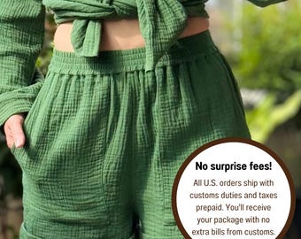 Cotton Pocketed  Shorts | Womens Double Gauze Muslin Shorts
