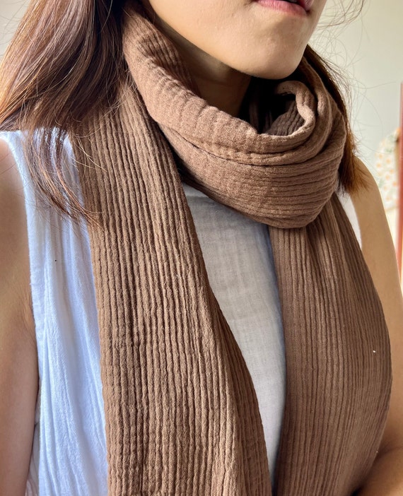 Gauze Scarf | Cotton Fiber Wrap | Lightweight Scarf | Soft