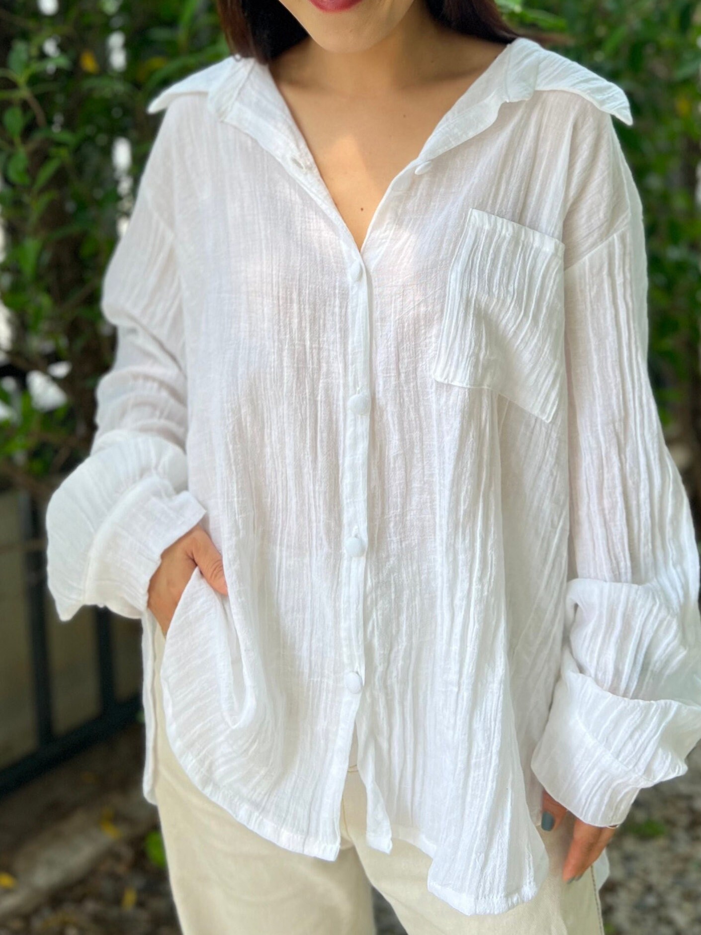 White Gauze Shirt - Etsy