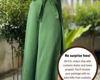 Split Wide Leg Muslin Pants | Bali Beach Style