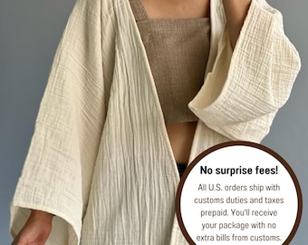 Cardigan ampio in mussola a doppia garza