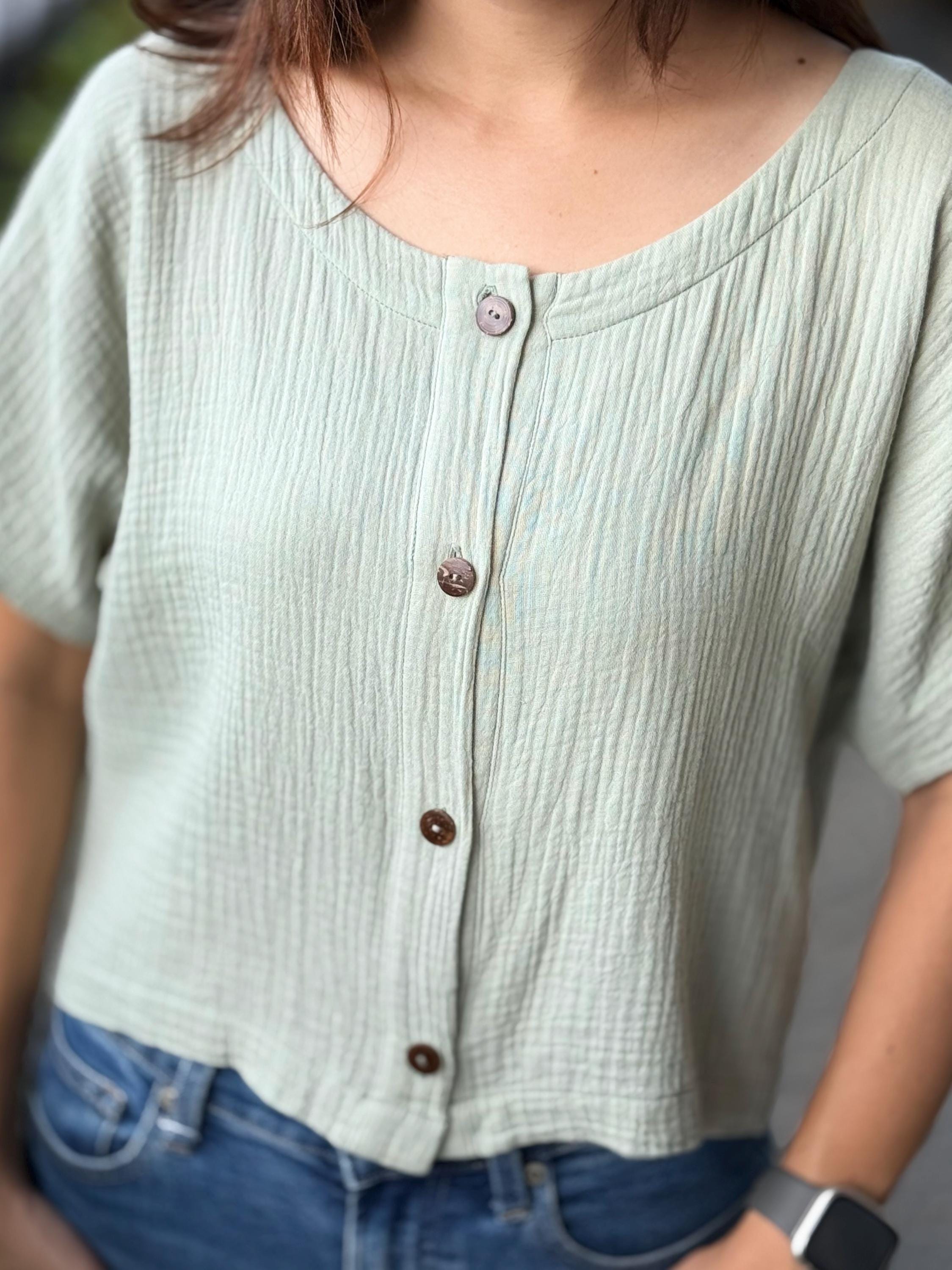 Double Gauze Reverseable Button-up Blouse - Etsy