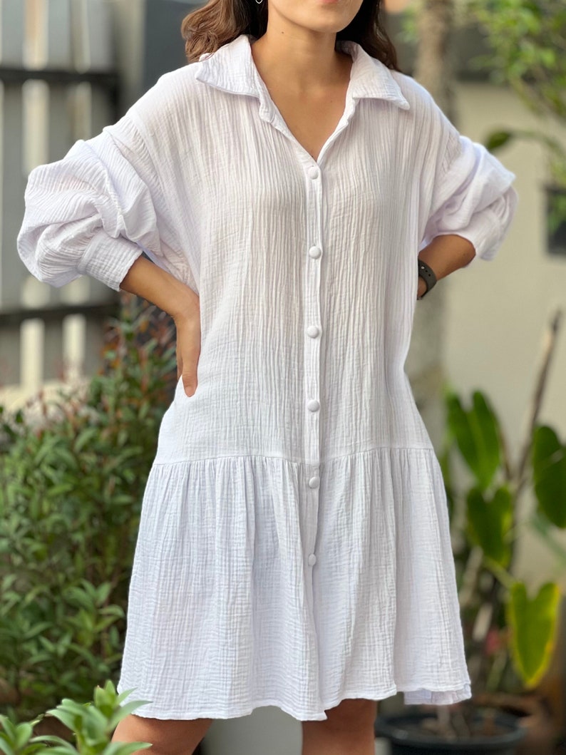 Cotton Gauze Dress | Loose Fit Beach Cover-Up image 4