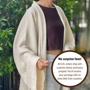 Triple Gauze Kimono | Muslin Kimono Jacket | Beach Cover Up | Morning Bathrobe | Muslin Coat | Cotton Wrap Robe | Bridesmaid Gift