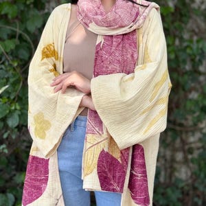 3-Layer Muslin Cotton Scarf | Eco-Printed Gauze Scarf | Gauze Scarf | Cotton Fiber Wrap | Lightweight Scarf | Soft Muslin Cotton Shawl