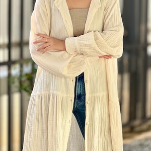 Cotton Gauze Dress | Loose Fit Beach Cover-Up image 2