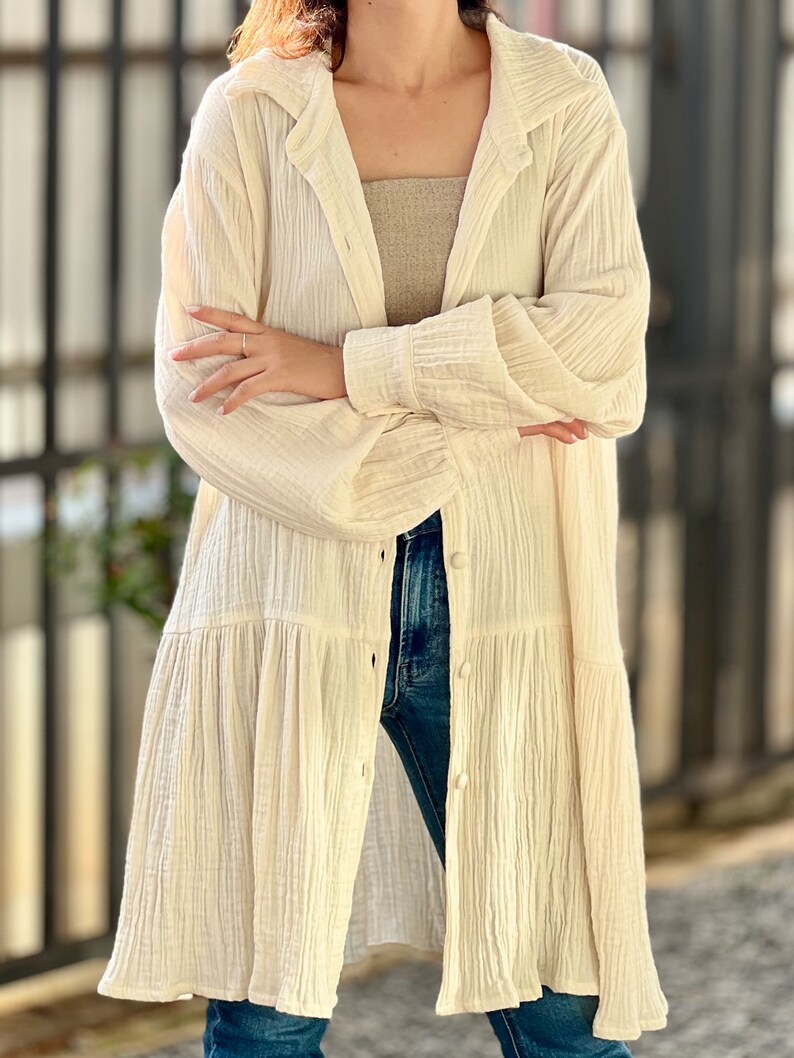 Cotton Gauze Dress | Loose Fit Beach Cover-Up image 2