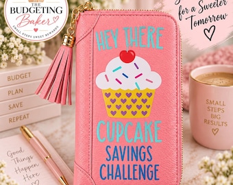 Pink Savings Challenge Wallet, Cash Stuffing, Budgeting System