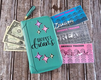 Teal Large Savings Challenge Wallet, Cash Stuffing Money Envelope, Budgeting Cash System, Low Income Budgeting Holder, Sinking Funds