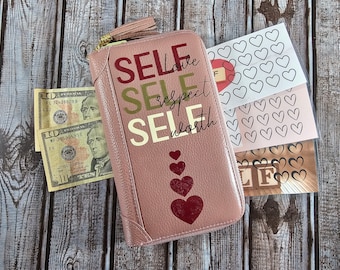 Dusty Rose Savings Challenge Wallet, Budget Cash System, Sinking Funds