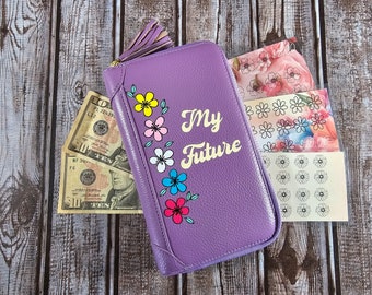 Lavender Large Savings Challenge Wallet, Cash Stuffing Money Envelope, Budgeting Cash System, Low Income Budgeting Holder, Sinking Funds