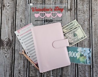 Pink A6 Budget Binder, Savings Challenge with Zipper Envelopes