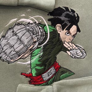 Rock Lee Embroidered Sweatshirt, Unique Hand-Embroidered Ninja Apparel, Taijutsu Master Design, Anime Fan Merchandise, Shippuden Gift