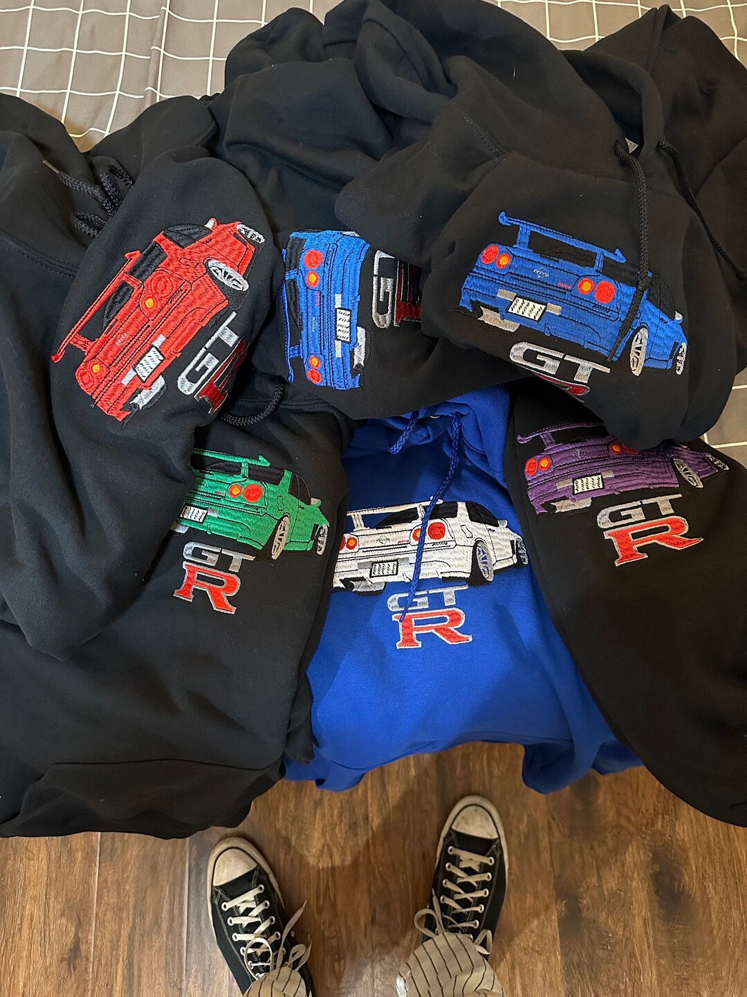 GTR R34 Embroidered Hoodie, R34 GTR Emblem Hoodie, Unique Hand