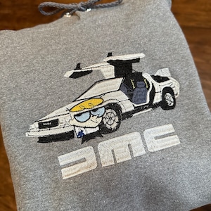 Back to the Future x Dexter's Laboratory Embroidered Hoodie, Crewneck, Tee | Trendy TikTok Pullover Sweatshirt | Retro-Futuristic Style
