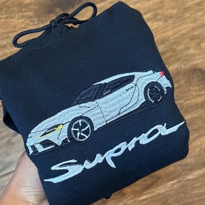 Supra Embroidered Pullover Hoodie, Race Car Hoodie, Trendy Car Designs, Sports Car Clothing, High Quality Apparel