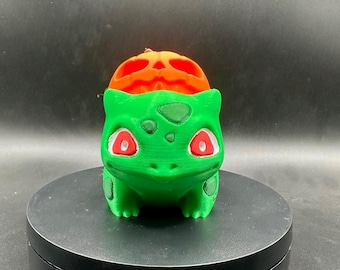 3D Printed Jack O Lantern Bulbasaur with LED Tea Light