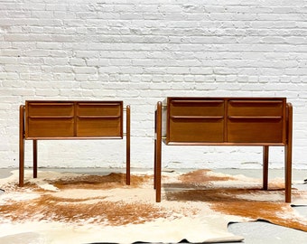 Pair of Mid Century MODERN Handcrafted TEAK CABINETS / Entryway Tables