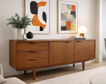 FUNKY + Sculptural Mid Century MODERN styled CREDENZA | Teak Media Stand | Sideboard