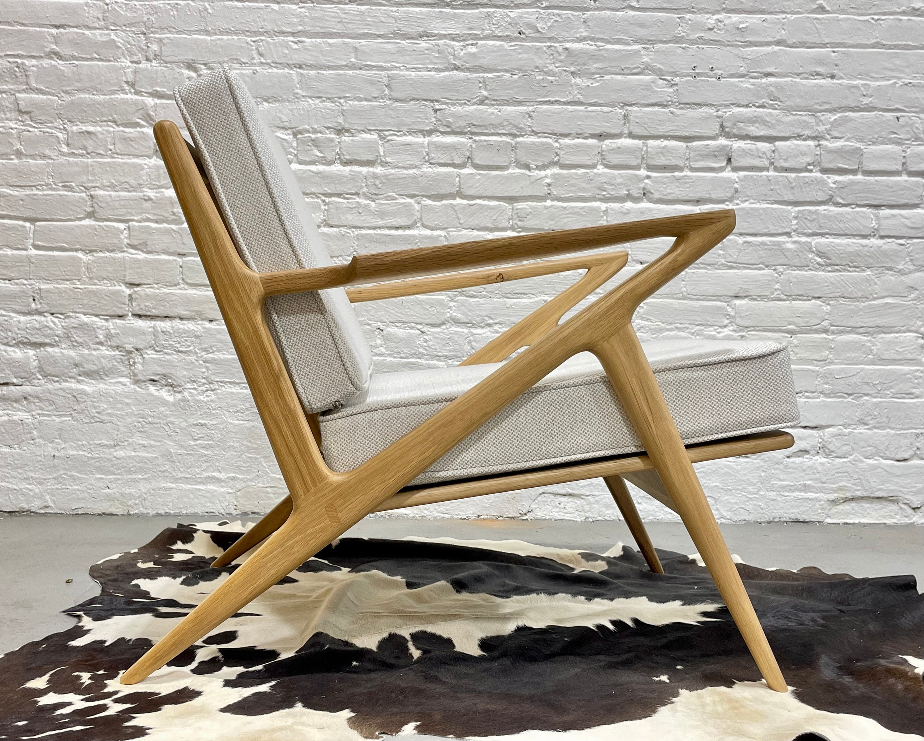 Handcrafted Mid Century Modern Styled OAK LOUNGE CHAIR Pearl White Upholstery Etsy UK